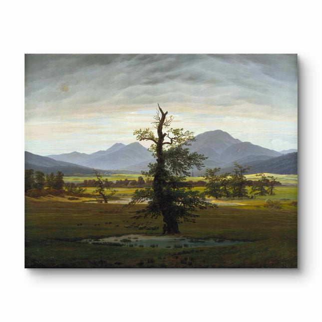 "Caspar David Friedrich's 'The Solitary Oak' - Hand-Painted Romantic Oil Painting Reproduction"