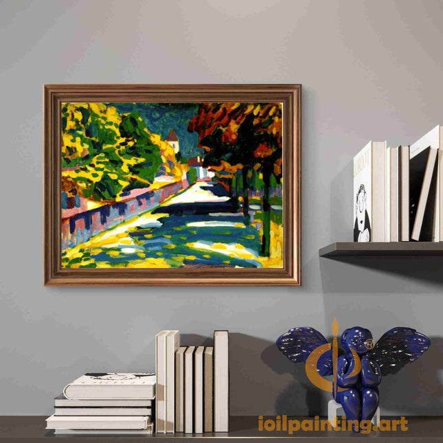 "Vibrant Country Lane - Premium Hand-Painted Landscape Oil Reproduction on Canvas"