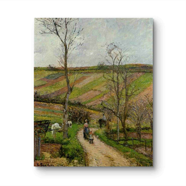 "Camille Pissarro's 'Spring Path with Pram' - Hand-Painted Impressionist Oil Painting Reproduction"