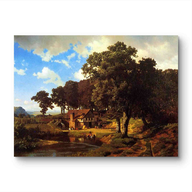 "Jean-Baptiste-Camille Corot's 'Riverside Cottage' - Hand-Painted Classical Landscape Oil Painting Reproduction"