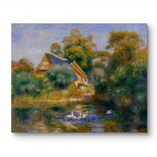 "Pierre-Auguste Renoir's 'Serene Waterside Village' - Premium Hand-Painted Oil Painting Reproduction"