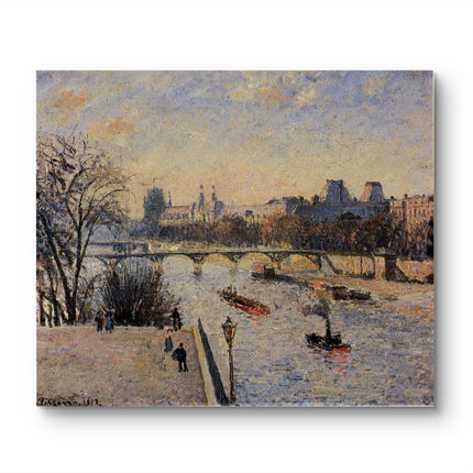 "Camille Pissarro's 'Seine River with Stone Bridge' - Hand-Painted Oil Painting Reproduction"