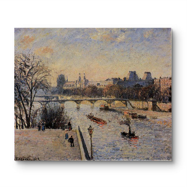 "Camille Pissarro's 'Seine River with Stone Bridge' - Hand-Painted Oil Painting Reproduction"