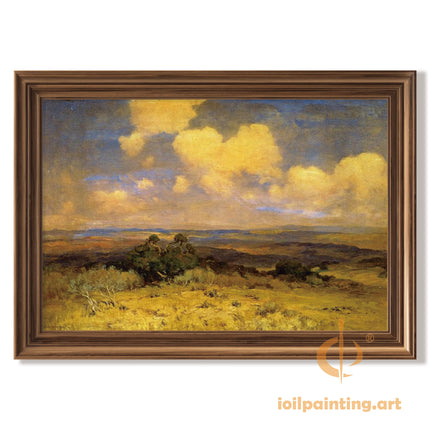 "Golden Fields and Clouded Skies - Premium Hand-Painted Oil Reproduction on Canvas"