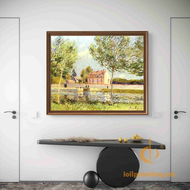 "Claude Monet's 'Riverside Retreat' - Hand-Painted Impressionist Oil Painting Reproduction"