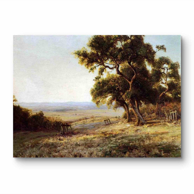 "Julian Onderdonk's 'Pastoral Serenity: Countryside with Majestic Trees' Oil Painting Reproduction on Canvas"
