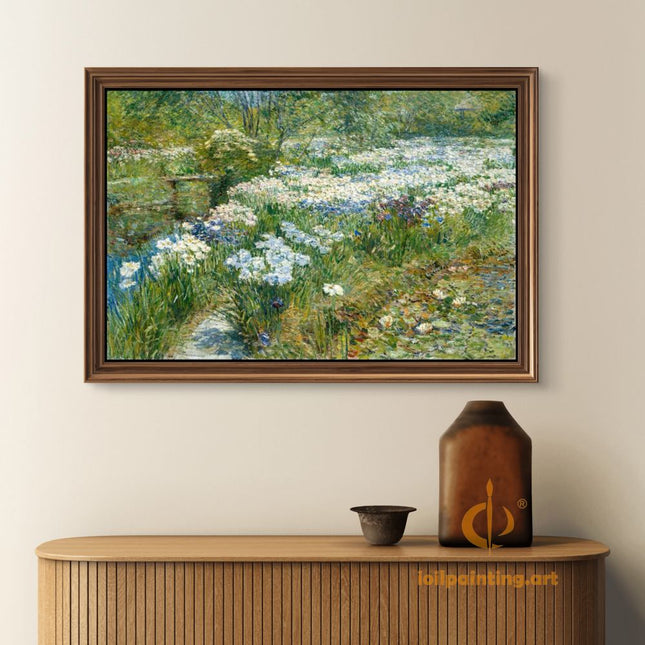 "Claude Monet's 'Garden in Bloom' - Hand-Painted Impressionist Oil Painting Reproduction"