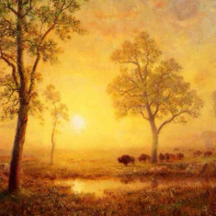 "Albert Bierstadt's 'Golden Prairie Dawn' - Hand-Painted Landscape Oil Painting Reproduction"