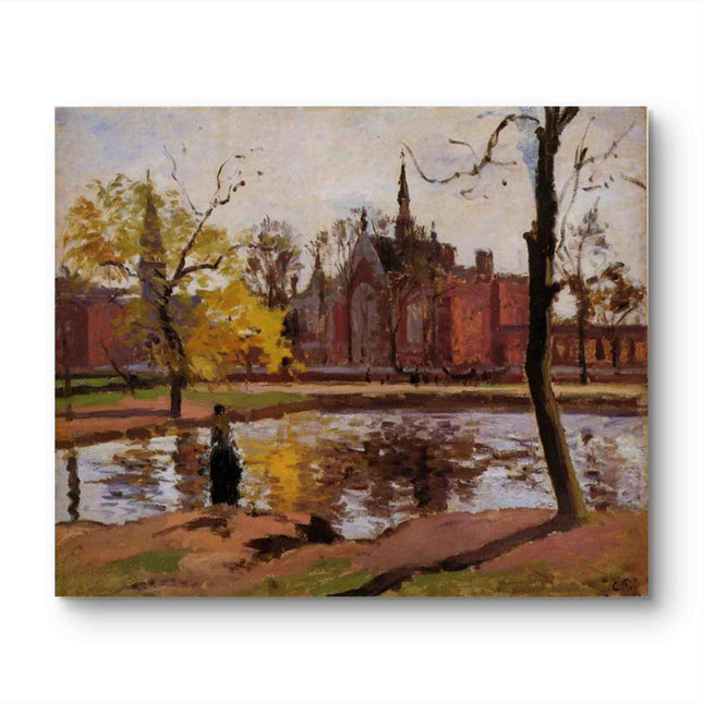 "Camille Pissarro's 'Contemplation by the Water' - Hand-Painted Impressionist Oil Painting Reproduction"