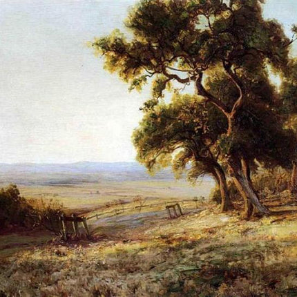 "Julian Onderdonk's 'Pastoral Serenity: Countryside with Majestic Trees' Oil Painting Reproduction on Canvas"