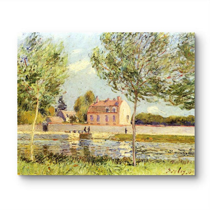 "Alfred Sisley's 'Riverside Retreat' - Hand-Painted Impressionist Oil Painting Reproduction"