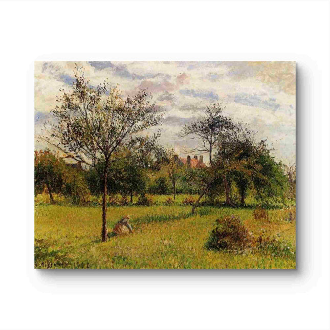 "Camille Pissarro's 'Sunlit Meadow with Resting Figure' - Hand-Painted Impressionist Oil Painting Reproduction"