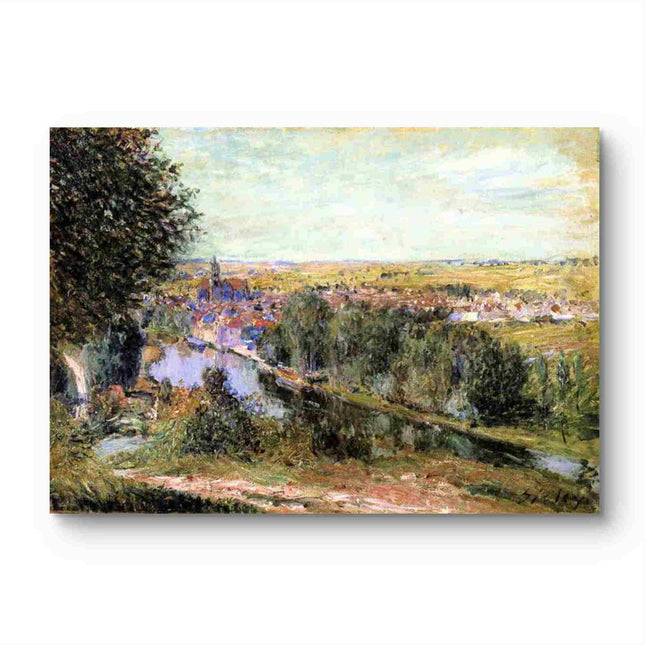 "Alfred Sisley's 'Serene Riverside Village' - Hand-Painted Impressionist Oil Painting Reproduction"