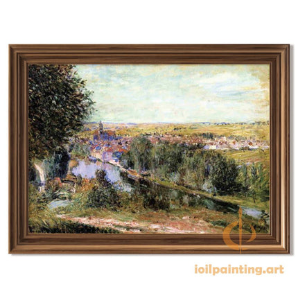 "Alfred Sisley's 'Serene Riverside Village' - Hand-Painted Impressionist Oil Painting Reproduction"