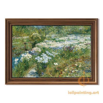 "Claude Monet's 'Garden in Bloom' - Hand-Painted Impressionist Oil Painting Reproduction"