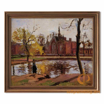 "Camille Pissarro's 'Contemplation by the Water' - Hand-Painted Impressionist Oil Painting Reproduction"