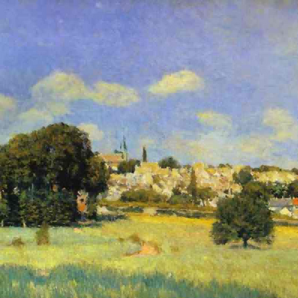 "Camille Pissarro's 'Pastoral Serenity' - Hand-Painted Impressionist Oil Painting Reproduction"