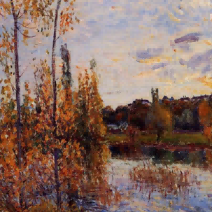 "Alfred Sisley's 'Autumn Riverside Splendor' - Hand-Painted Landscape Oil Painting Reproduction"