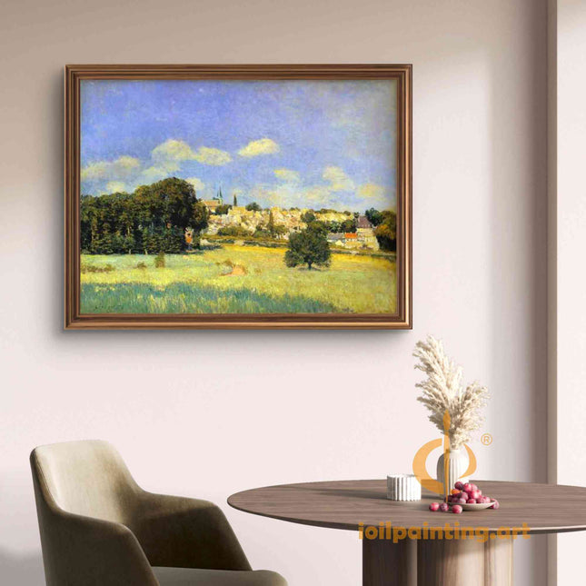 "Camille Pissarro's 'Pastoral Serenity' - Hand-Painted Impressionist Oil Painting Reproduction"