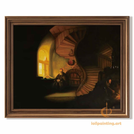 "Rembrandt van Rijn Inspired 'The Philosopher in Contemplation' - Premium Hand-Painted Oil Reproduction on Canvas"