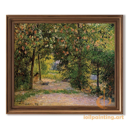 "Camille Pissarro's 'Orchard Pathway with Autumn Fruits' - Hand-Painted Oil Painting Reproduction"