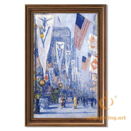 "Georges Seurat's 'Avenue of the Allies' - Hand-Pointed Pointillist Oil Painting Reproduction"