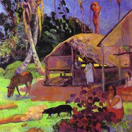 "Paul Gauguin's 'Tropical Village Life' - Premium Hand-Painted Oil Reproduction on Canvas"