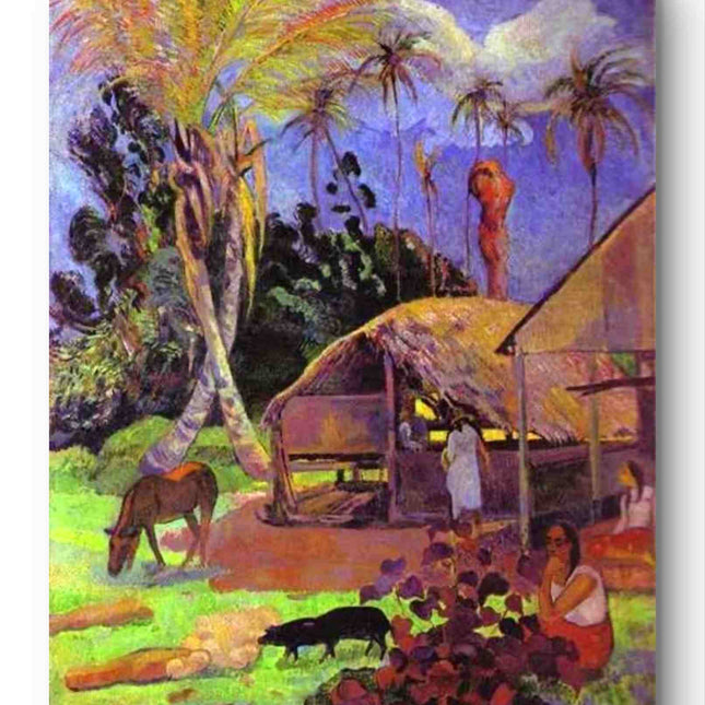 "Paul Gauguin's 'Tropical Village Life' - Premium Hand-Painted Oil Reproduction on Canvas"