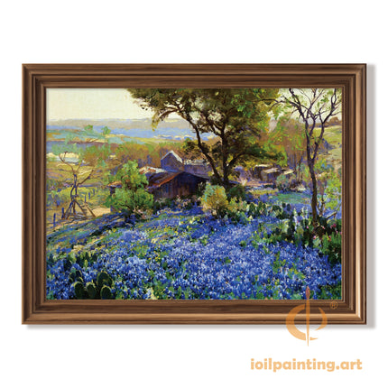 "Robert Julian Onderdonk's 'Blue Flower Meadow' - Premium Hand-Painted Oil Reproduction on Canvas"