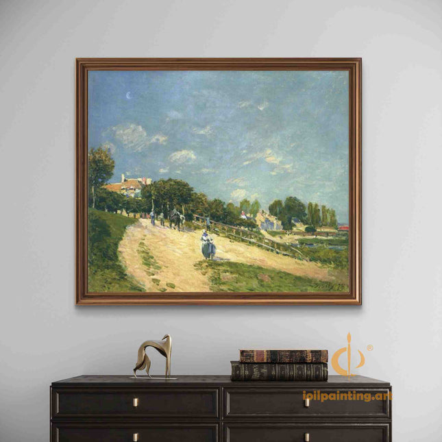 "Alfred Sisley's 'Sunlit Country Path' - Hand-Painted Impressionist Oil Painting Reproduction"