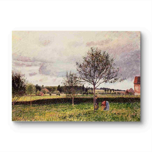 "Camille Pissarro's 'Country Laborers in Sunlit Fields' - Hand-Painted Impressionist Oil Painting Reproduction"
