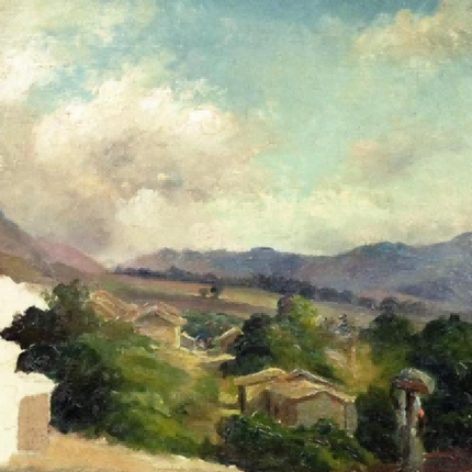 "Camille Pissarro's 'Tranquil Village with Rustic Charm' - Hand-Painted Impressionist Oil Painting Reproduction"