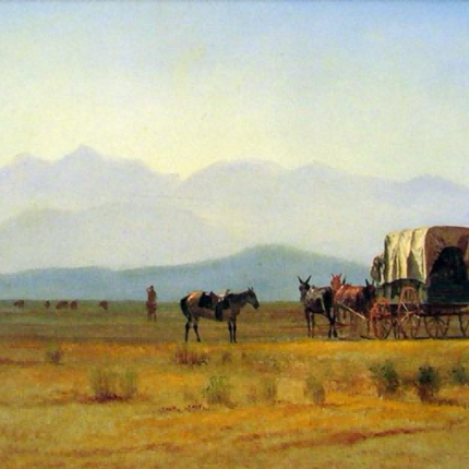 "Albert Bierstadt's 'Western Frontier Journey' - Hand-Painted Prairie Landscape Oil Painting Reproduction"
