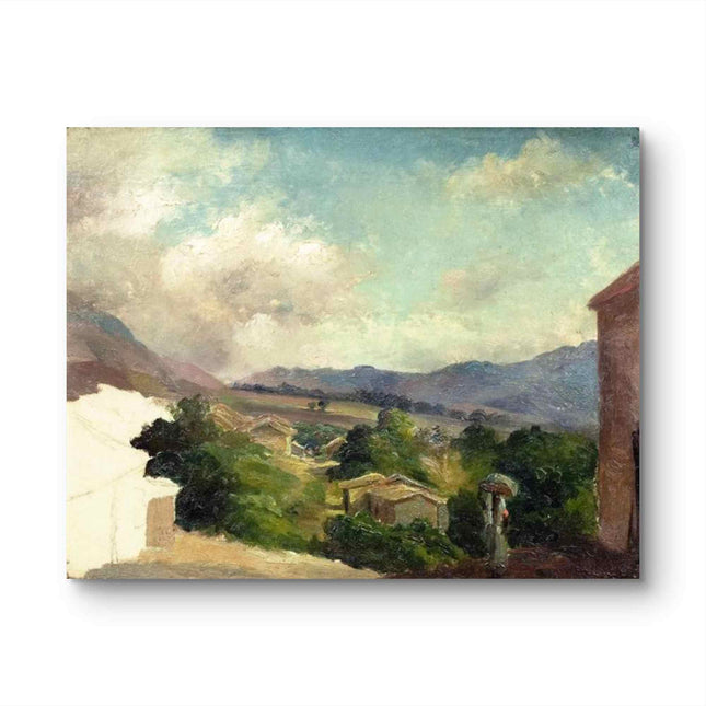 "Camille Pissarro's 'Tranquil Village with Rustic Charm' - Hand-Painted Impressionist Oil Painting Reproduction"
