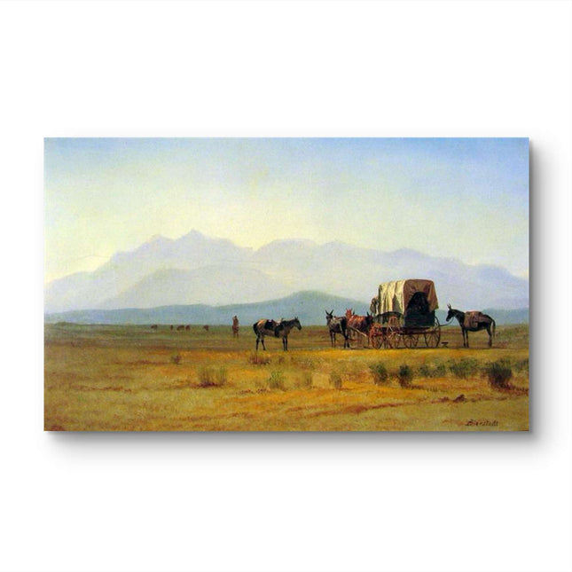 "Albert Bierstadt's 'Western Frontier Journey' - Hand-Painted Prairie Landscape Oil Painting Reproduction"