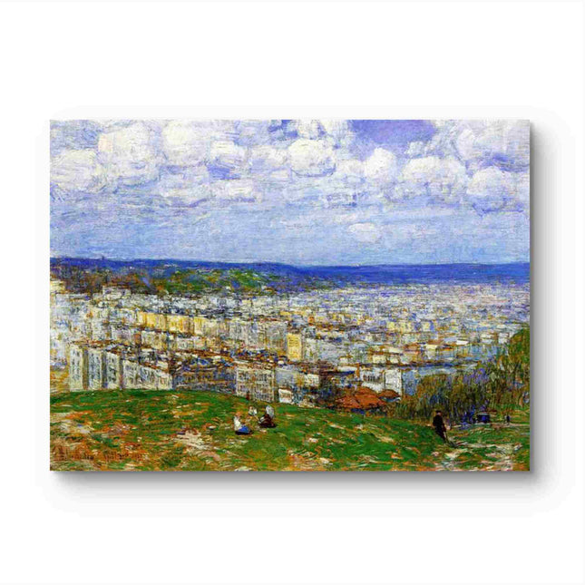 "Childe Hassam's 'Serene Cityscape Panorama' - Hand-Painted Classical Oil Painting Reproduction"