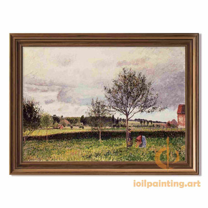 "Camille Pissarro's 'Country Laborers in Sunlit Fields' - Hand-Painted Impressionist Oil Painting Reproduction"