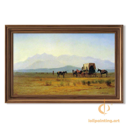 "Albert Bierstadt's 'Western Frontier Journey' - Hand-Painted Prairie Landscape Oil Painting Reproduction"