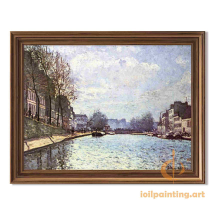 "Alfred Sisley's 'Tranquil Riverbanks' - Hand-Painted Impressionist Oil Painting Reproduction"