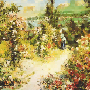 "Pierre-Auguste Renoir's 'Lady in the Flower Garden' - Premium Hand-Painted Oil Painting Reproduction"
