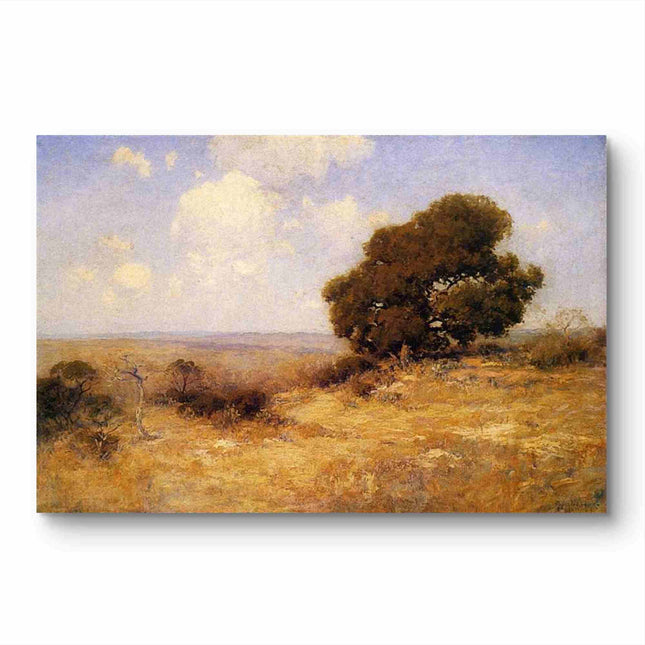 "Julian Onderdonk's 'Serene Prairie with Majestic Oak' Oil Painting Reproduction on Canvas"