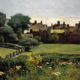 "Childe Hassam's 'Idyllic Countryside' Landscape - Hand-Painted Classical Oil Painting Reproduction"