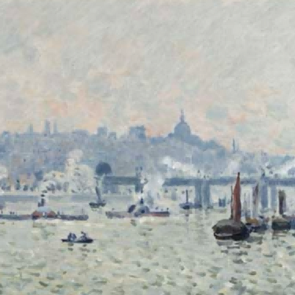 "Alfred Sisley's 'Tranquil River with Boats' - Hand-Painted Impressionist Oil Painting Reproduction"