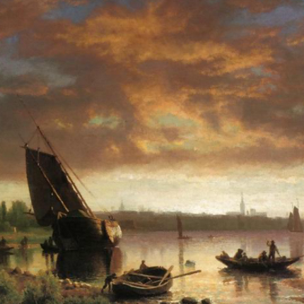 "William Turner's 'Twilight Harbor Serenity' - Hand-Painted Romantic Era Oil Painting Reproduction"