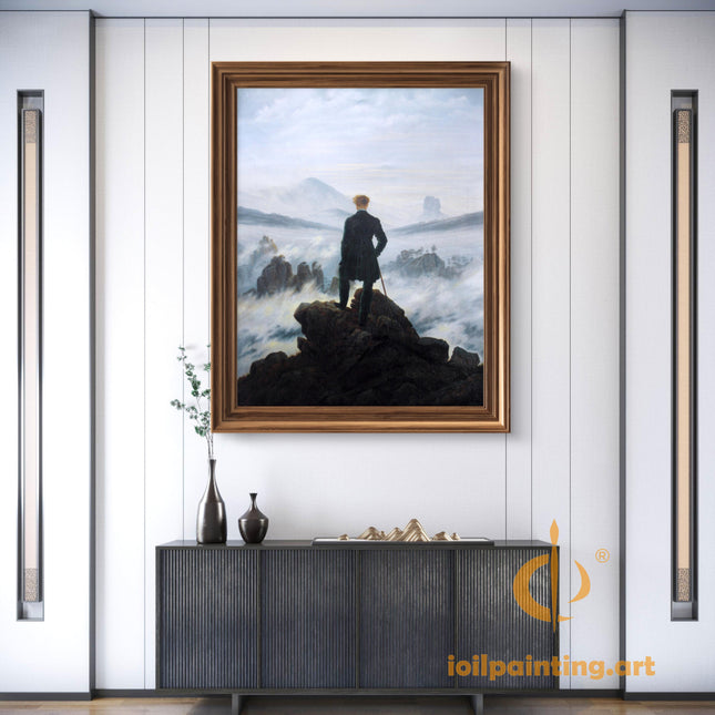 "Caspar David Friedrich's 'Wanderer above the Sea of Fog' - Premium Hand-Painted Oil Reproduction on Canvas"
