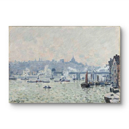 "Alfred Sisley's 'Tranquil River with Boats' - Hand-Painted Impressionist Oil Painting Reproduction"