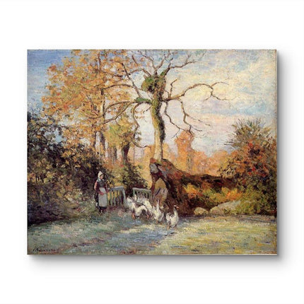"Camille Pissarro's 'Autumn Stroll with Geese' - Hand-Painted Oil Painting Reproduction"