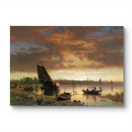"William Turner's 'Twilight Harbor Serenity' - Hand-Painted Romantic Era Oil Painting Reproduction"