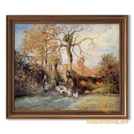 "Camille Pissarro's 'Autumn Stroll with Geese' - Hand-Painted Oil Painting Reproduction"