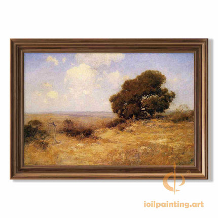 "Julian Onderdonk's 'Serene Prairie with Majestic Oak' Oil Painting Reproduction on Canvas"